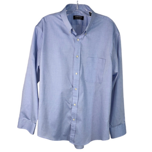 Nordstrom Non-Iron Trim Fit Blue Dress Button Down Shirt Size 17 32-33